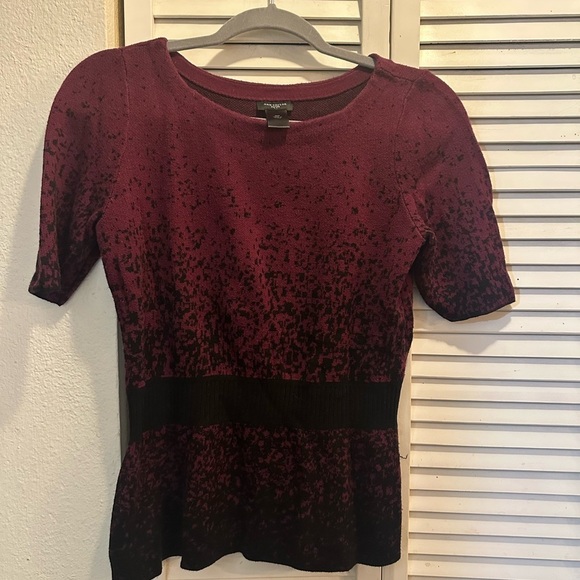 Ann Taylor Tops - Ann Taylor Maroon and Black Short Sleeve Top